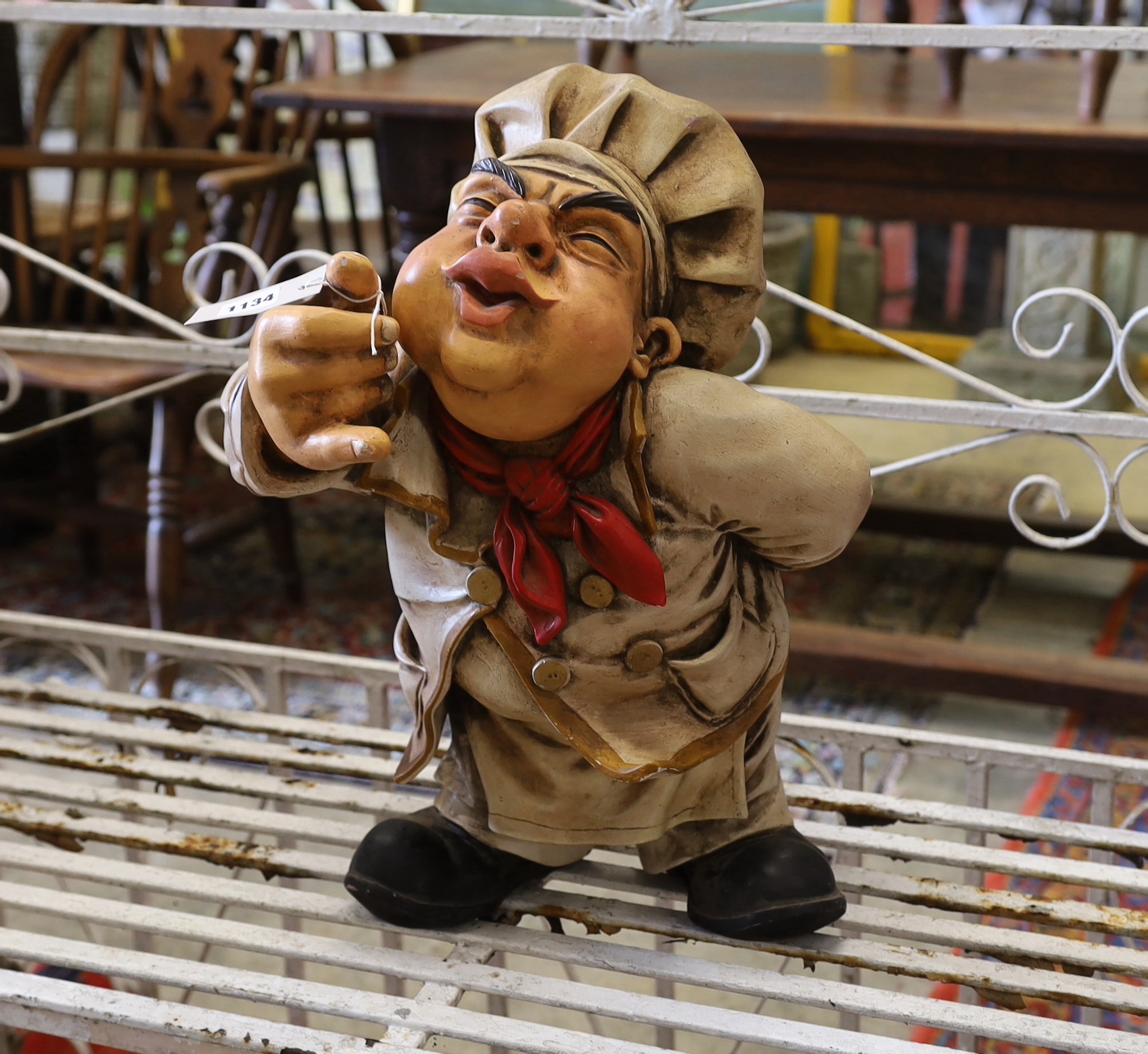 A painted composition figure of a chef, height 49cm
